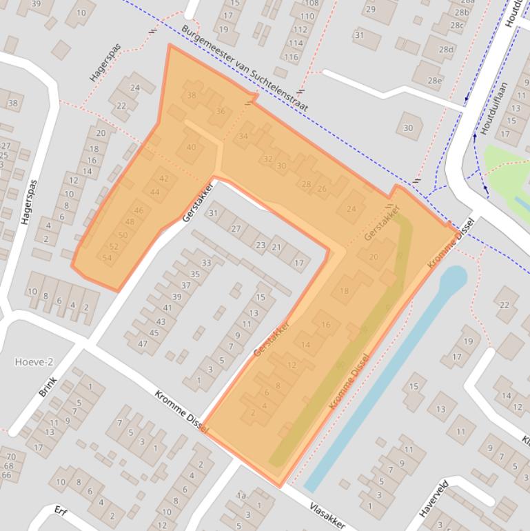 Kaart van postcodegebied 6641WB.