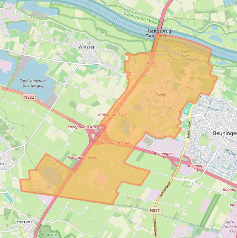 Kaart van postcodegebied 6644.