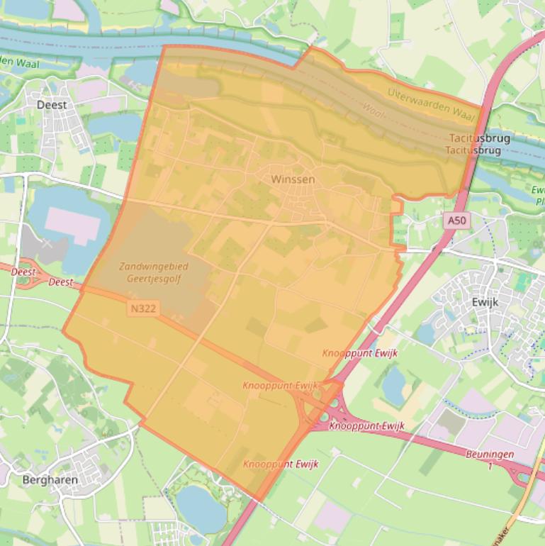Kaart van postcodegebied 6645.
