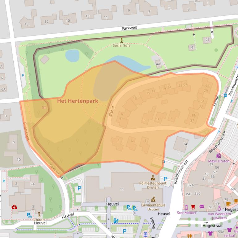 Kaart van postcodegebied 6651BJ.