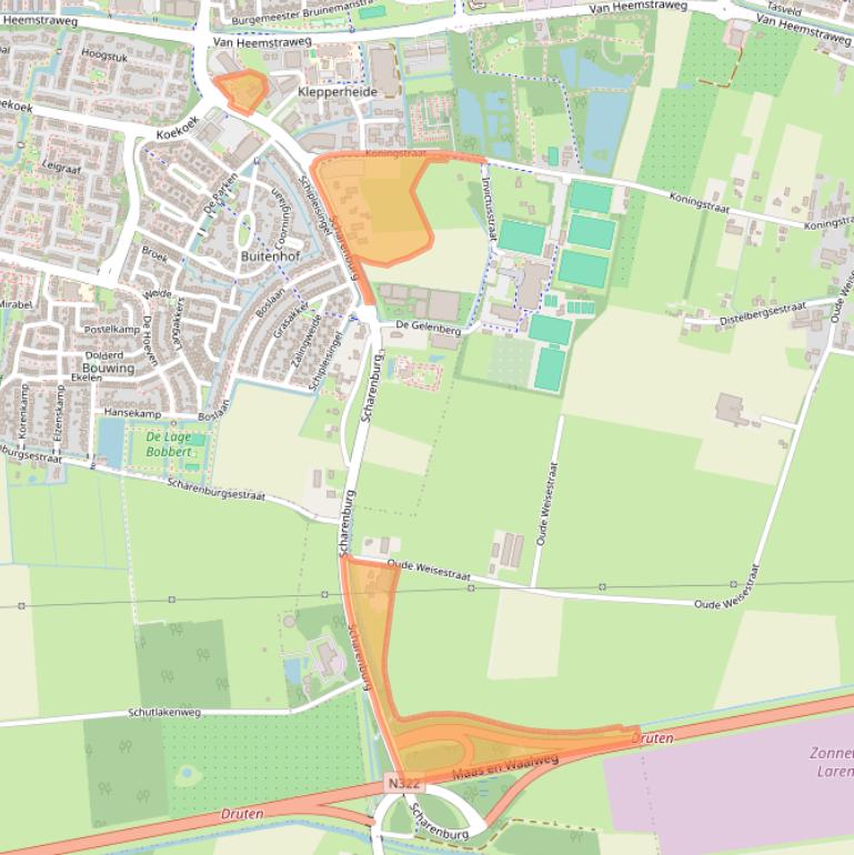 Kaart van postcodegebied 6651KJ.