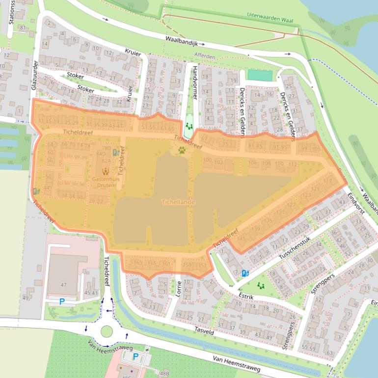 Kaart van postcodegebied 6651SH.