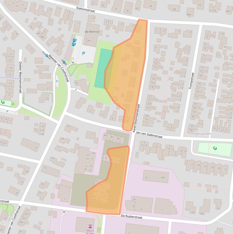 Kaart van postcodegebied 6651ZL.