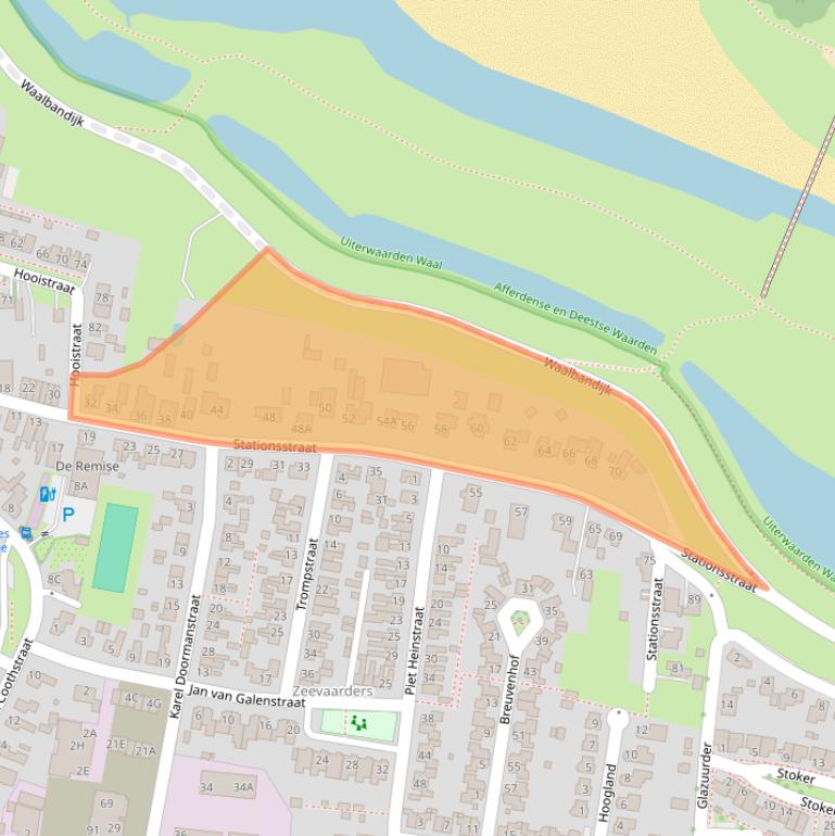 Kaart van postcodegebied 6651ZZ.