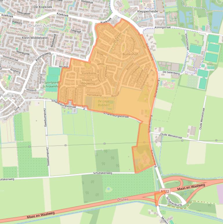 Kaart van postcodegebied 6652.