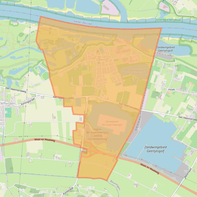 Kaart van postcodegebied 6653.