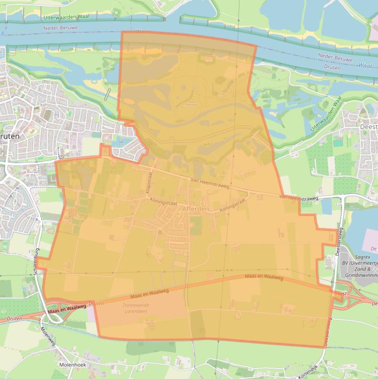 Kaart van postcodegebied 6654.