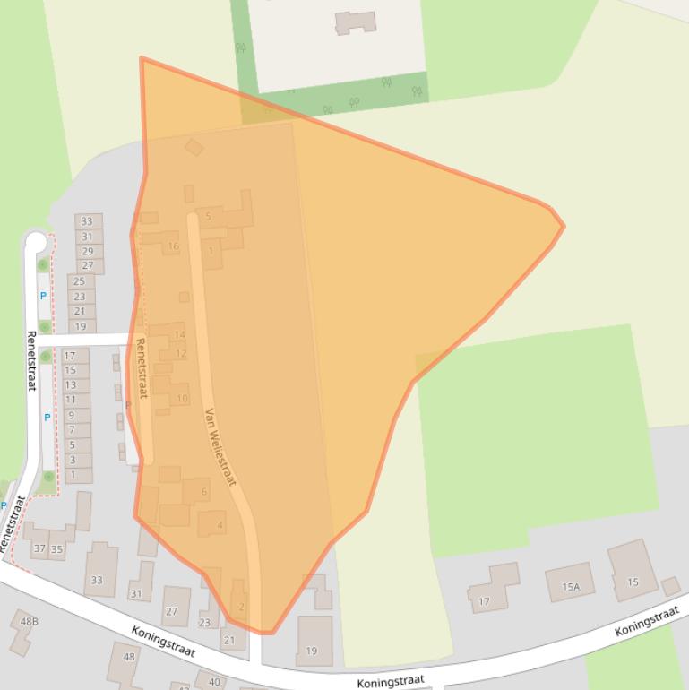 Kaart van postcodegebied 6654AJ.