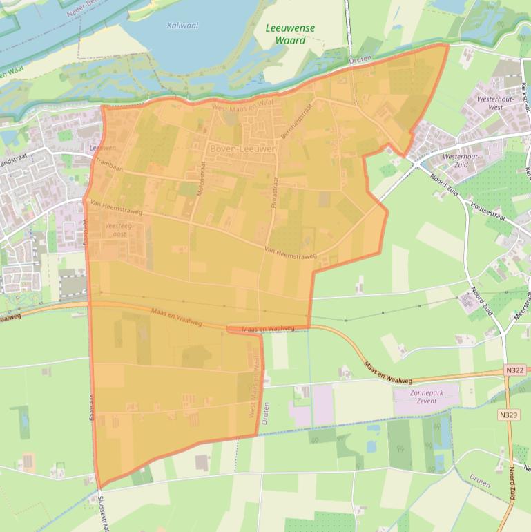 Kaart van postcodegebied 6657.