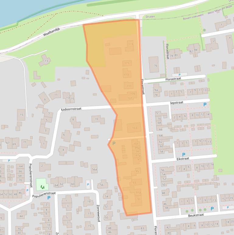 Kaart van postcodegebied 6657AR.