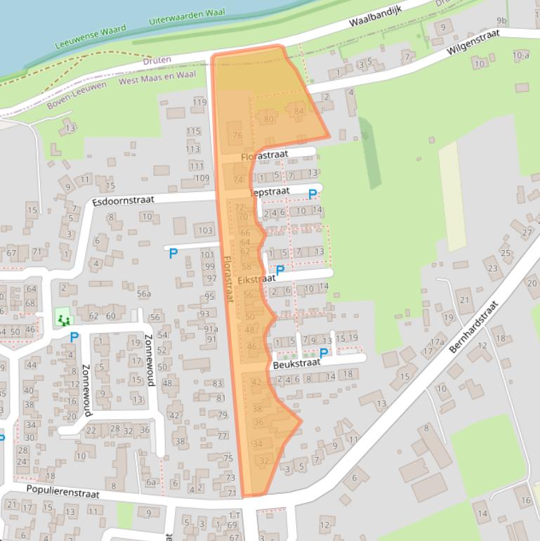 Kaart van postcodegebied 6657AT.