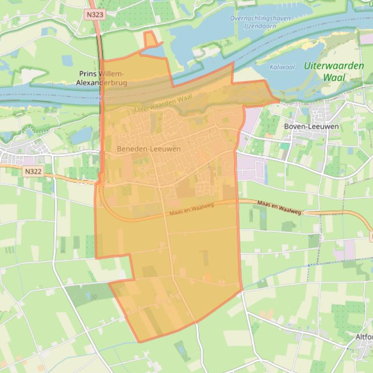 Kaart van postcodegebied 6658.