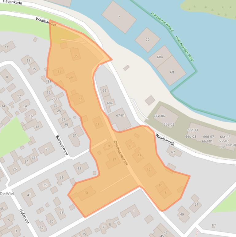 Kaart van postcodegebied 6658AK.