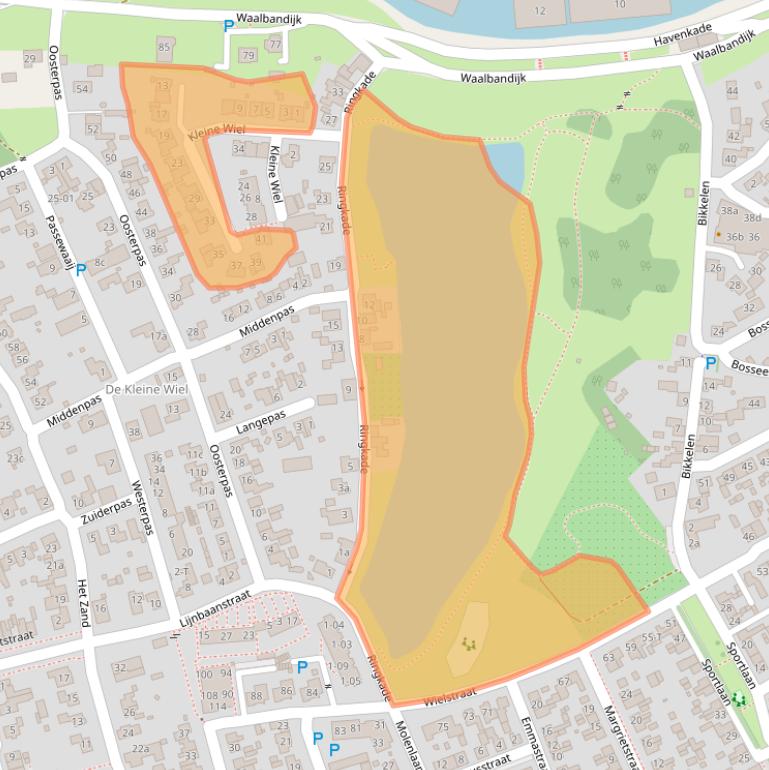 Kaart van postcodegebied 6658AW.