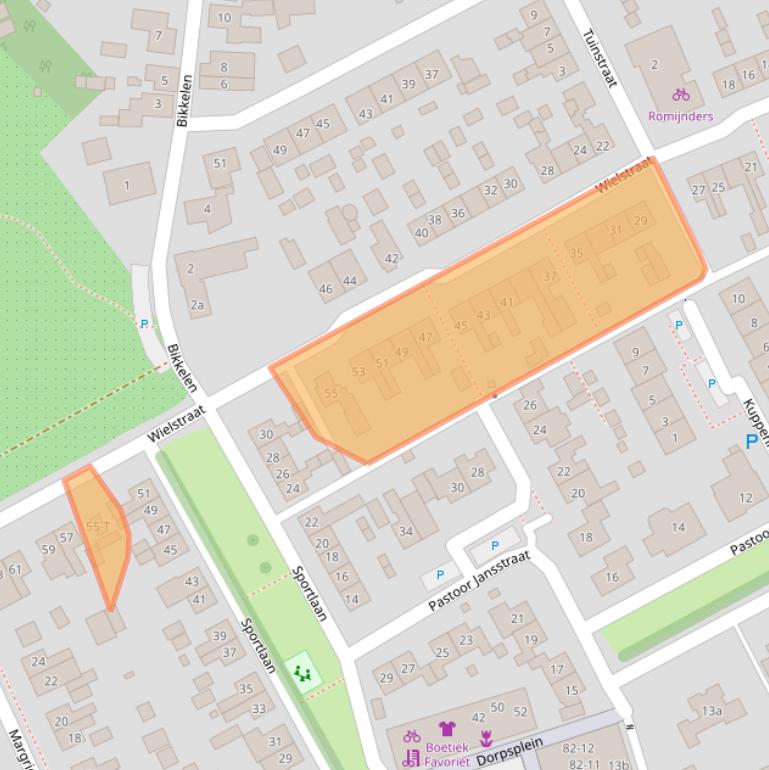 Kaart van postcodegebied 6658BB.