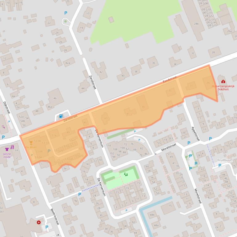 Kaart van postcodegebied 6658CM.