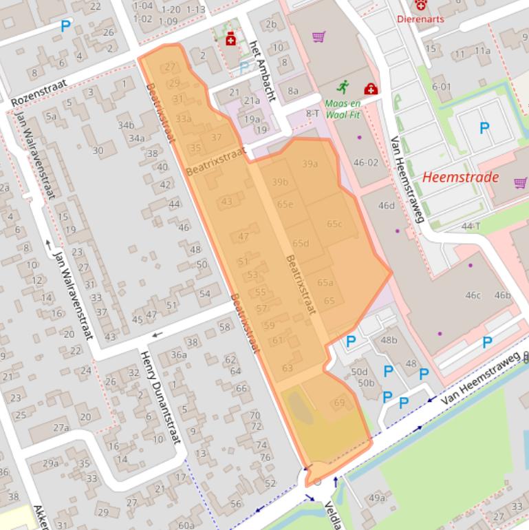 Kaart van postcodegebied 6658EJ.