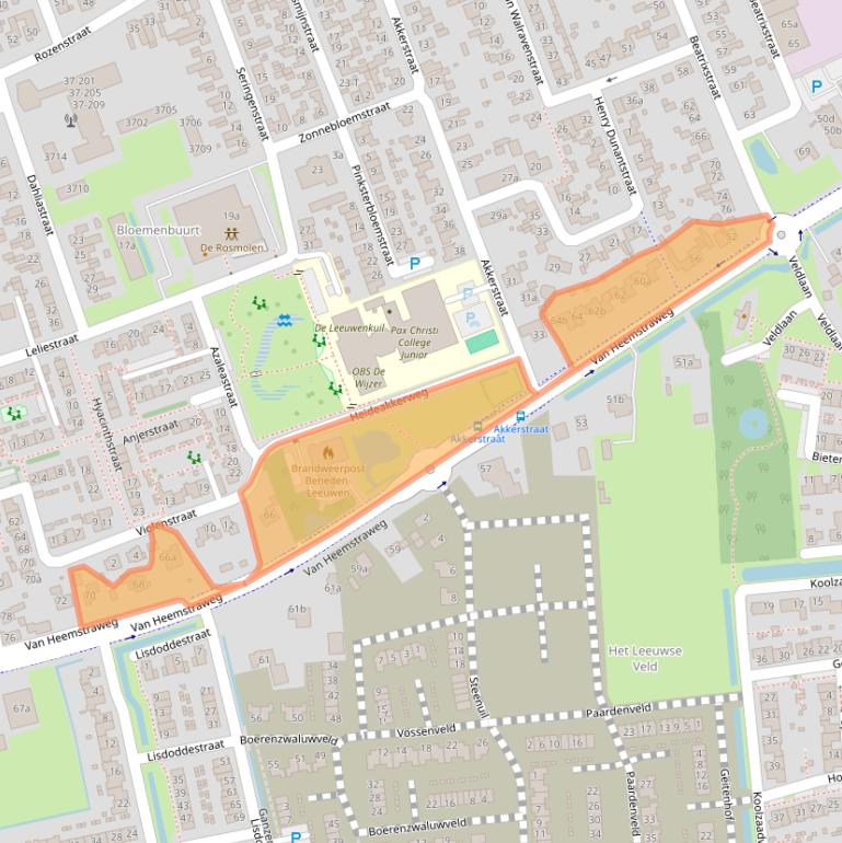 Kaart van postcodegebied 6658KJ.