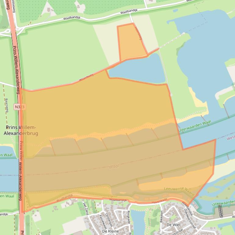 Kaart van postcodegebied 6658KX.