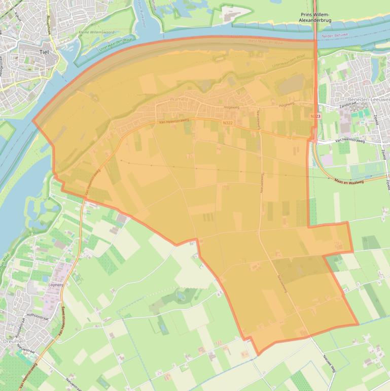 Kaartafbeelding, ingezoomd op postcodegebied 6659.