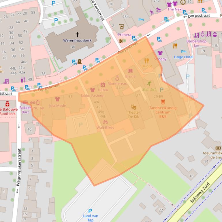 Kaart van postcodegebied 6661EG.