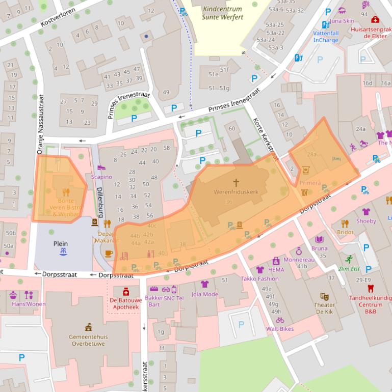 Kaart van postcodegebied 6661EL.