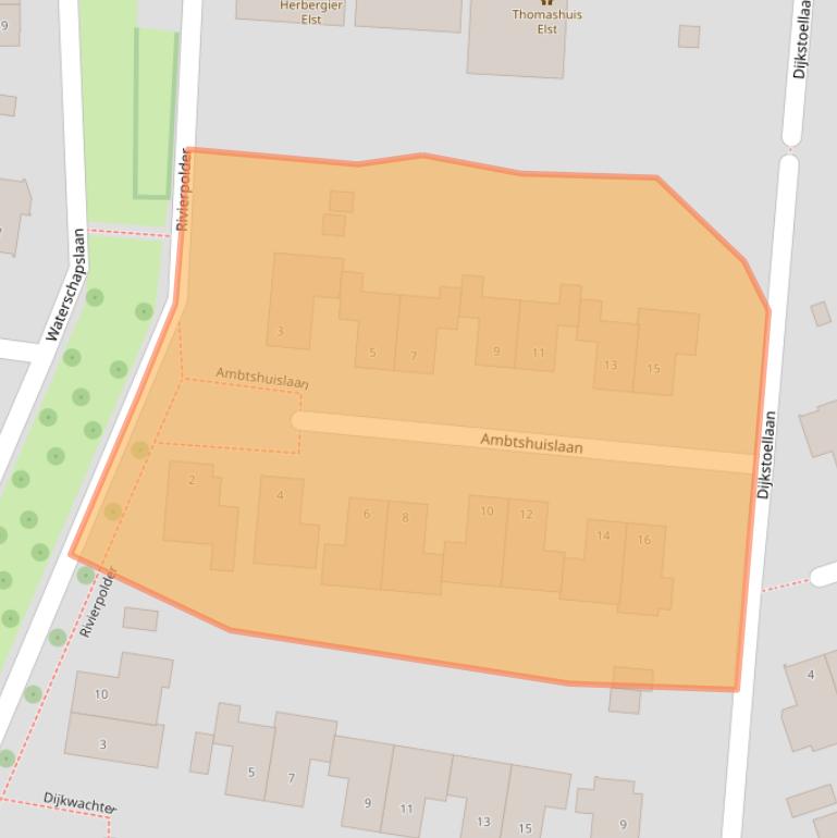 Kaart van postcodegebied 6661MK.