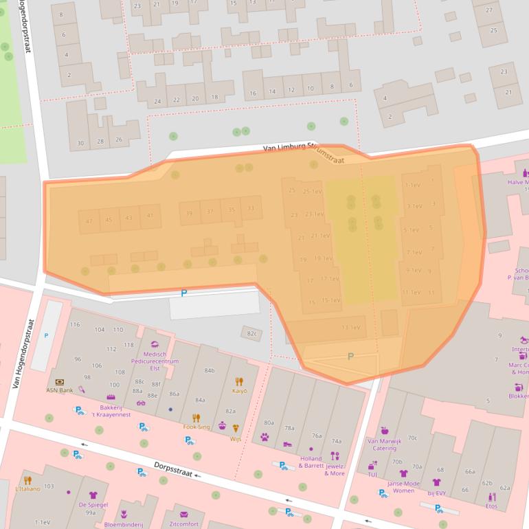 Kaart van postcodegebied 6661ZL.