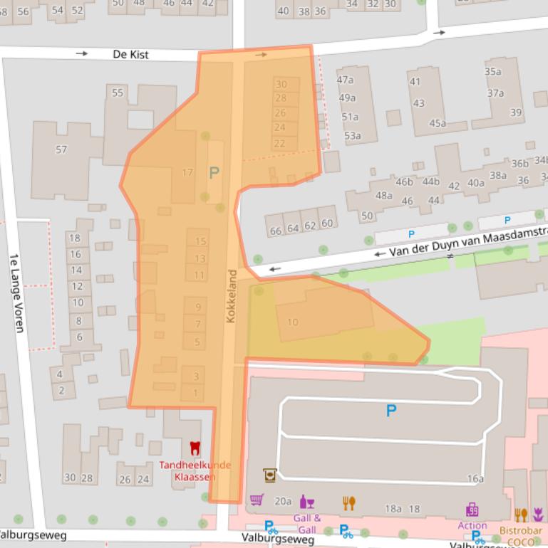 Kaart van postcodegebied 6661ZV.