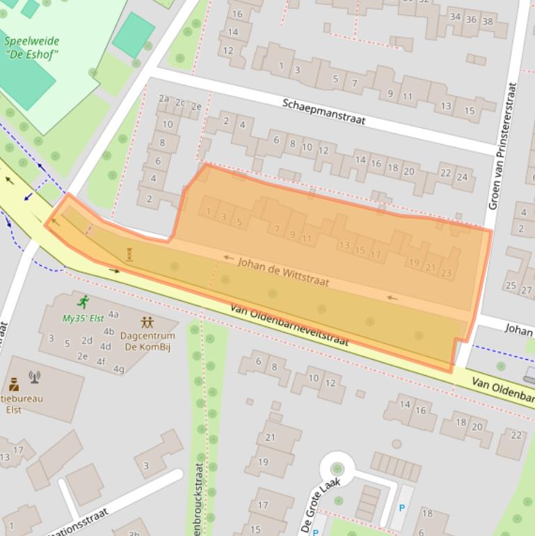 Kaart van postcodegebied 6662AR.