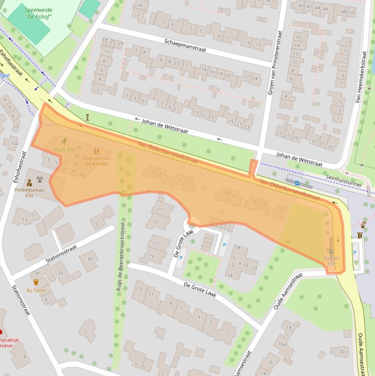 Kaart van postcodegebied 6662AT.