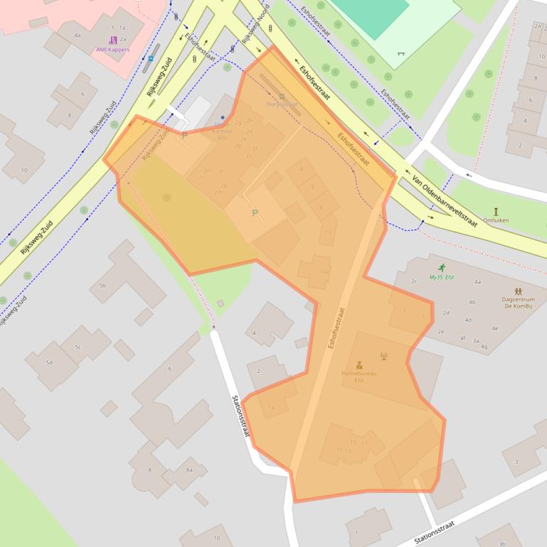 Kaart van postcodegebied 6662AV.