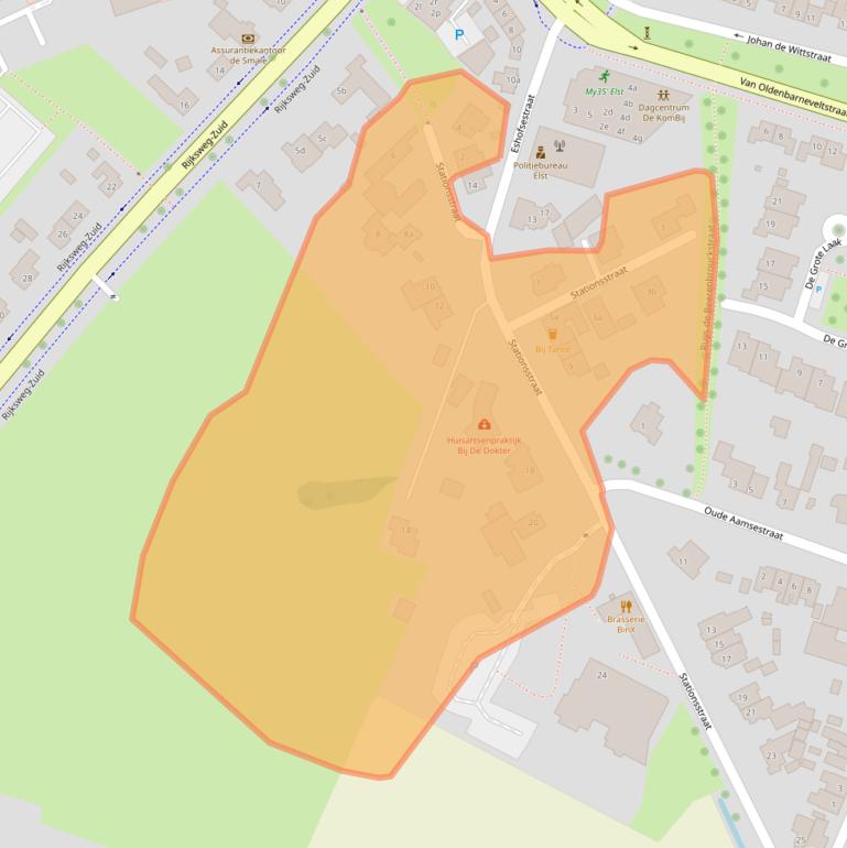 Kaart van postcodegebied 6662BA.