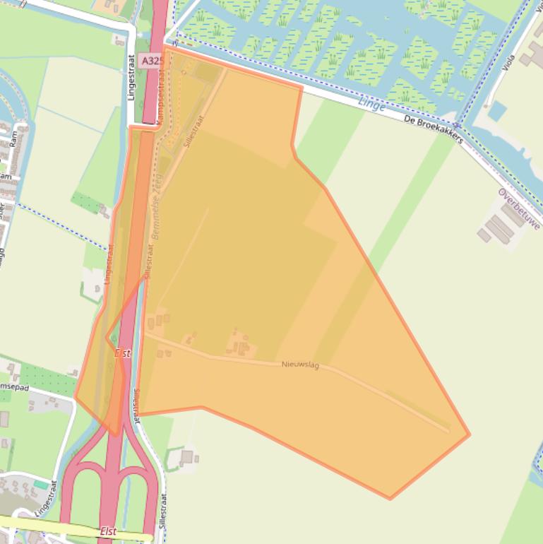 Kaart van postcodegebied 6662NR.