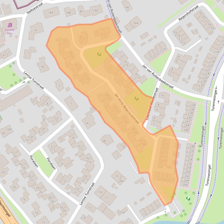 Kaart van postcodegebied 6663BT.