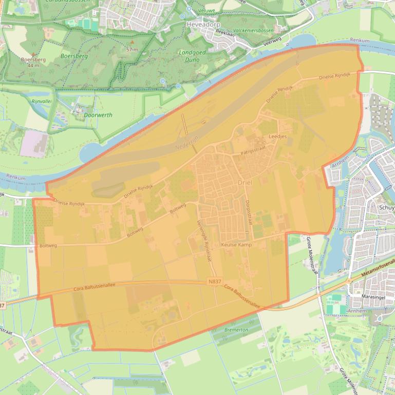 Kaart van postcodegebied 6665.