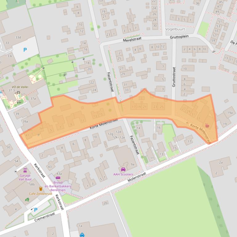 Kaart van postcodegebied 6665BD.