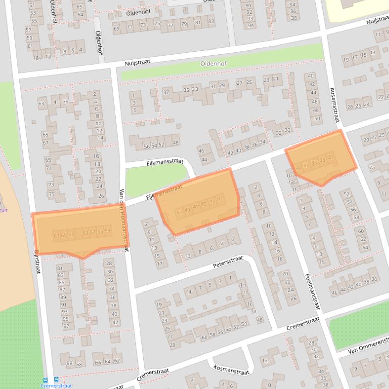 Kaart van postcodegebied 6665CT.
