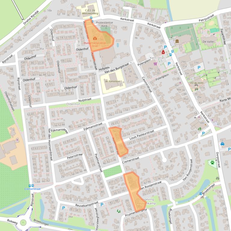 Kaart van postcodegebied 6665DL.