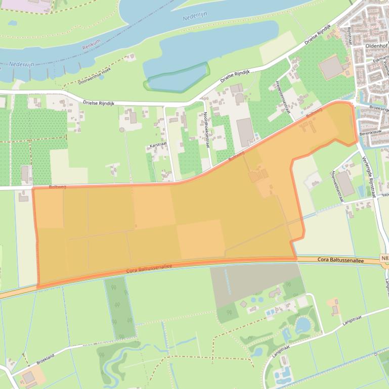 Kaart van postcodegebied 6665LT.