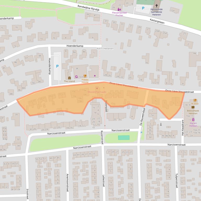 Kaart van postcodegebied 6666AJ.