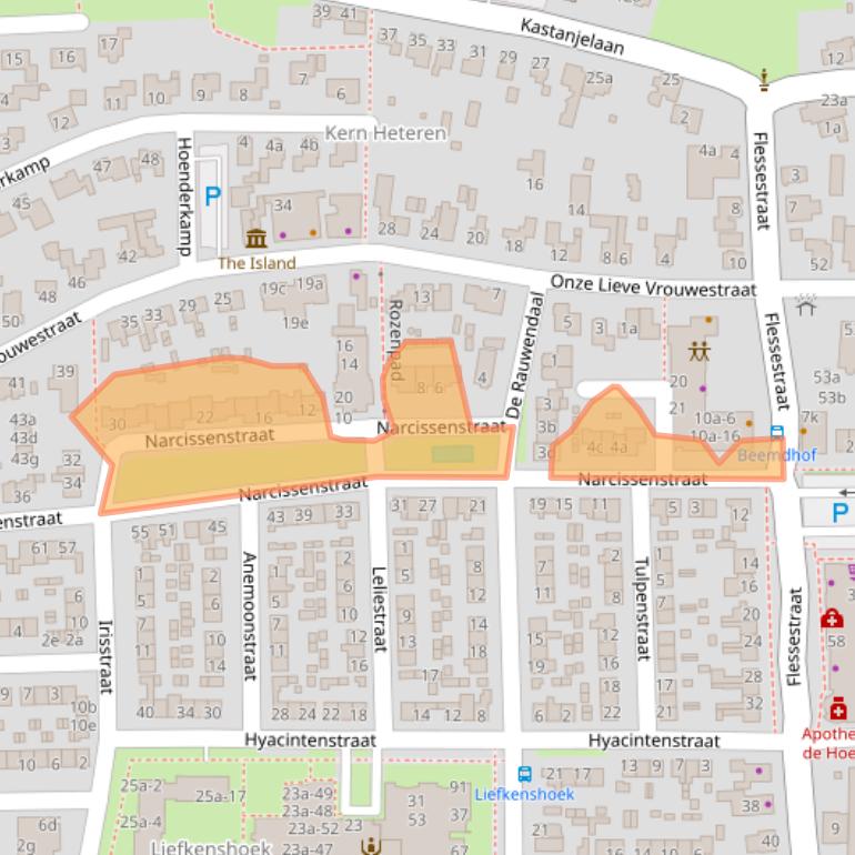 Kaart van postcodegebied 6666BA.