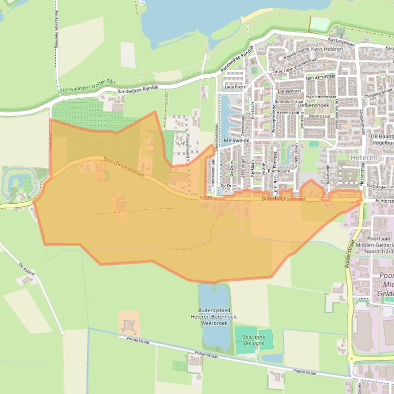 Kaart van postcodegebied 6666GA.