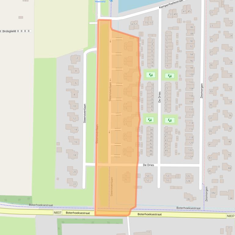 Kaart van postcodegebied 6666HX.