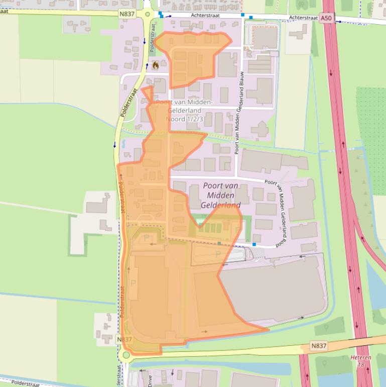 Kaart van postcodegebied 6666LP.