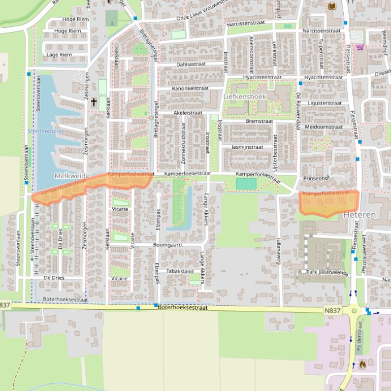 Kaart van postcodegebied 6666WS.