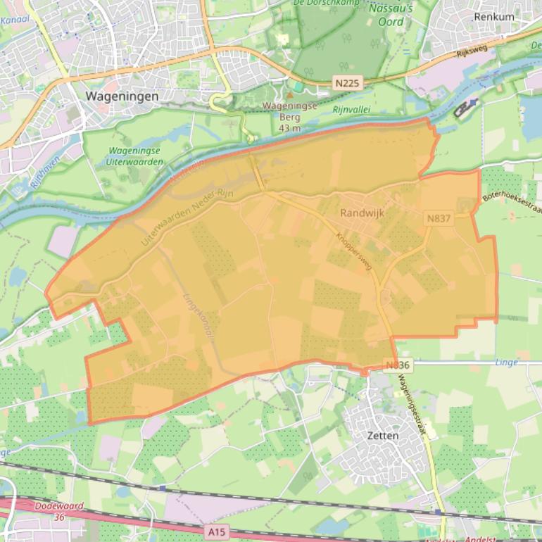 Kaart van postcodegebied 6668.