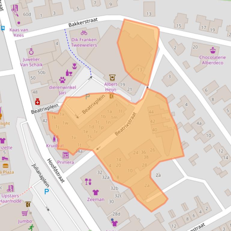 Kaart van postcodegebied 6671AC.