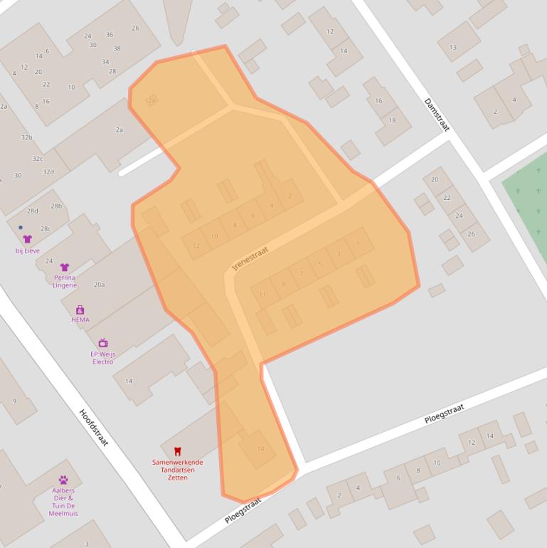 Kaart van postcodegebied 6671AG.