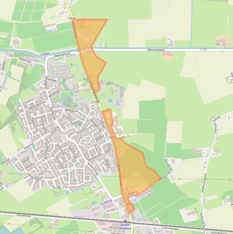 Kaart van postcodegebied 6671DH.